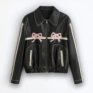 Pink Bow Leather Jacket